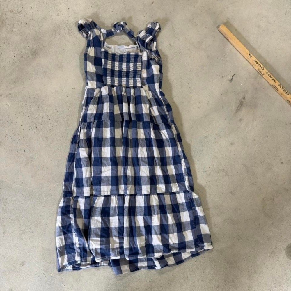 Old Navy - Maxi Dress - Girls L 10/12 - Blue Gingham Tiered - Picture 3 of 3